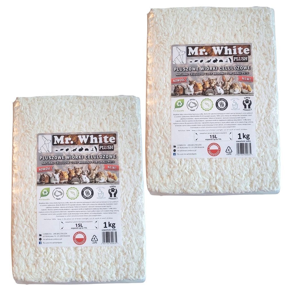 Mr. White Wiórki celulozowo-wiskozowe dla gryzoni ZESTAW 2 x 15L